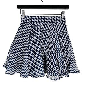 Delia's Swing Skirt Y2K Zig Zag Mid Mod Print Mini Skater - S